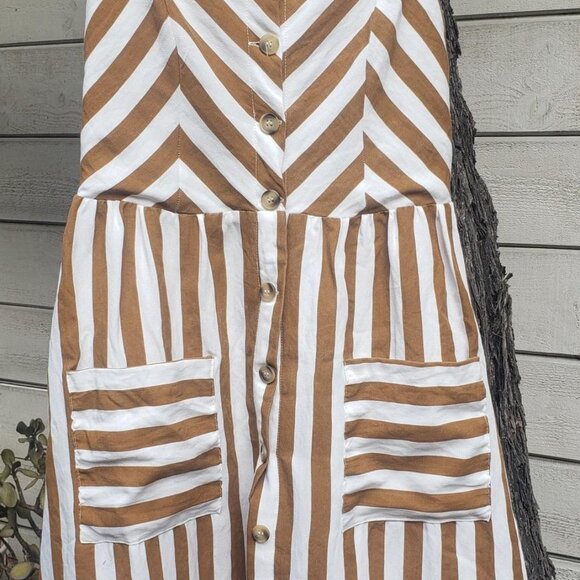 Striped Sundress with Gathered Back and Full Lined Skirt - Picture 3 of 11